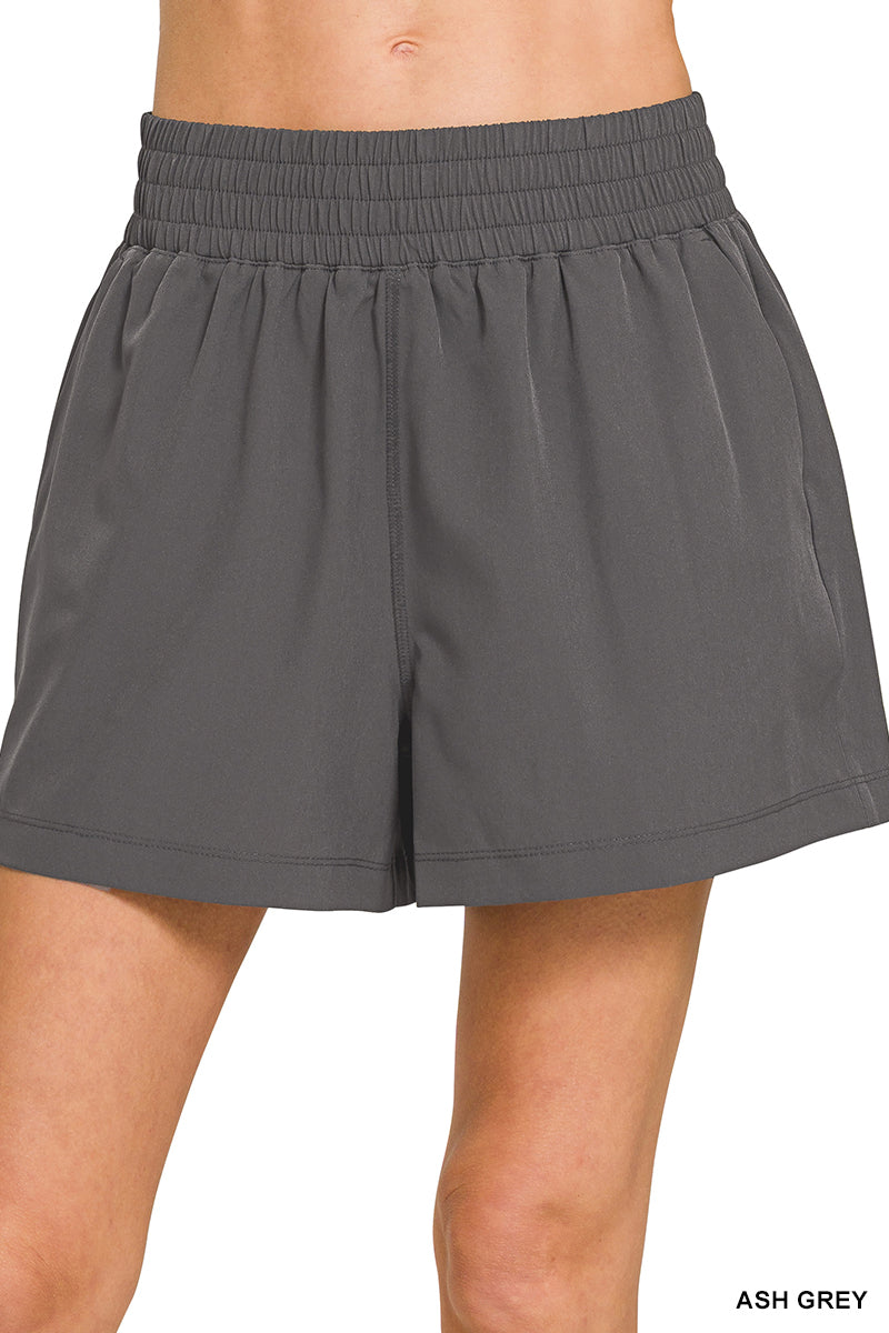 Zenana SOFT WOVEN LINED SHORTS WITH POCKET