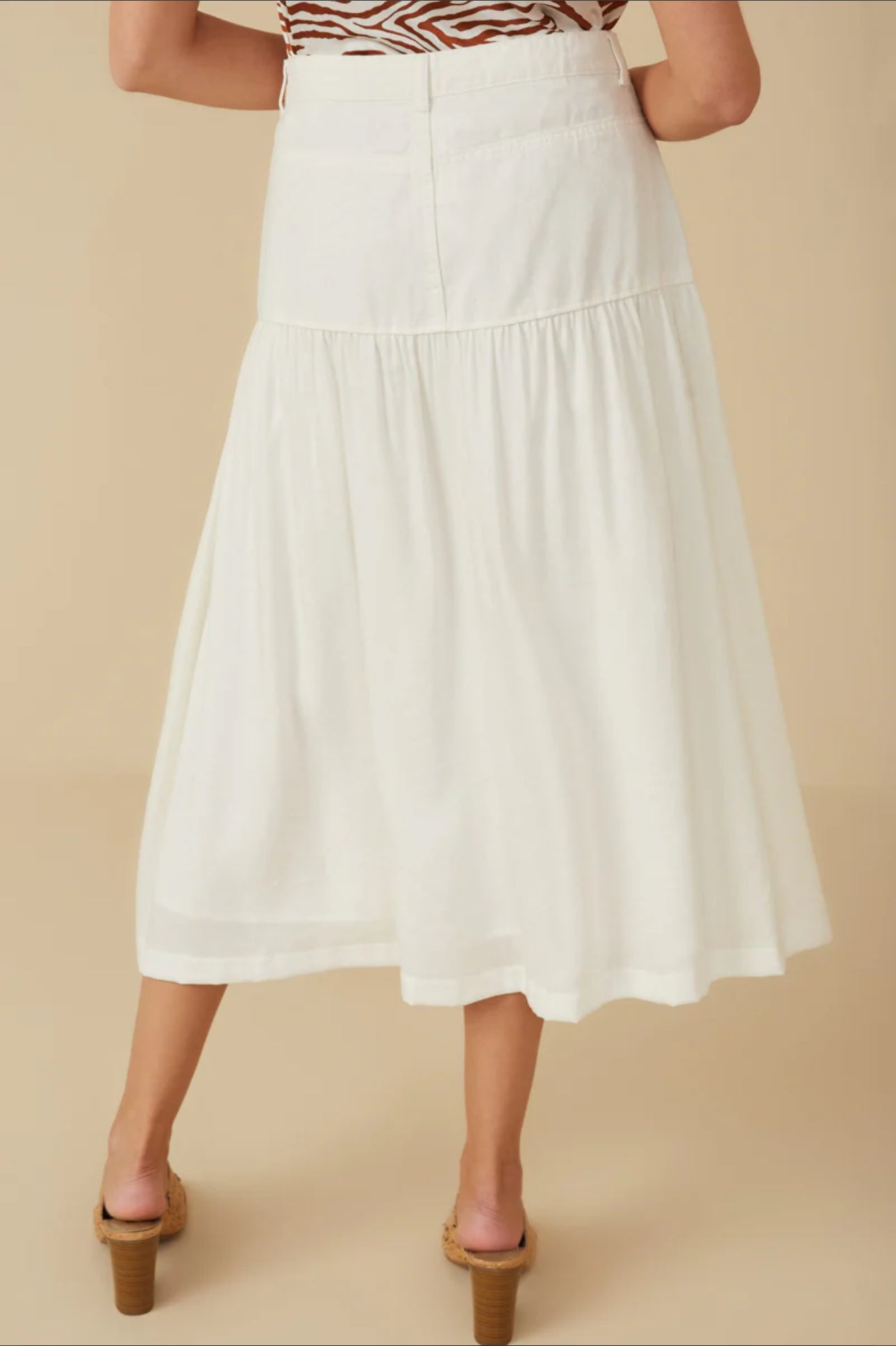 Womens White Midi Skirt