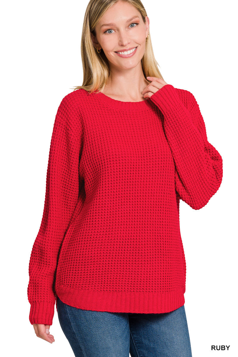Red | Classic Waffle Sweater
