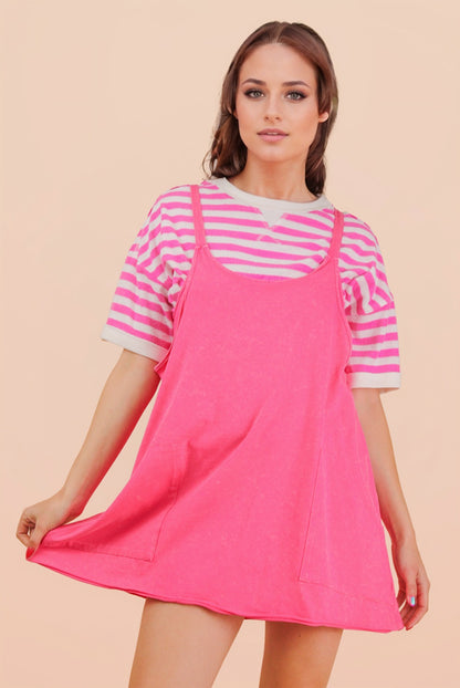 Very J-Mineral Washed Knit Mini Dress with Shorts Inside