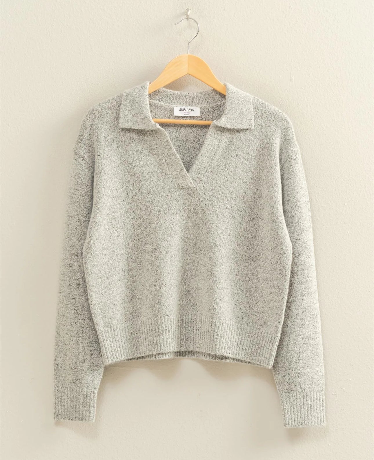 V-Neck Collared Knit Sweater