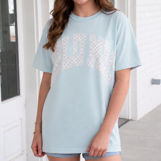 Lulu Mac Blue Checkered Chambray Tshirt