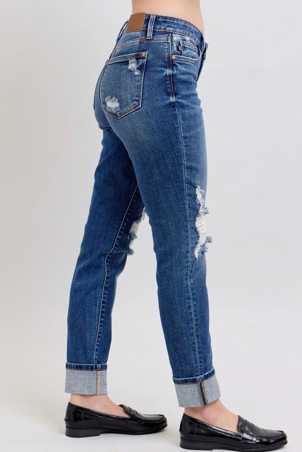 MR Boyfriend Destroy Cuff Jeans • Judy Blue
