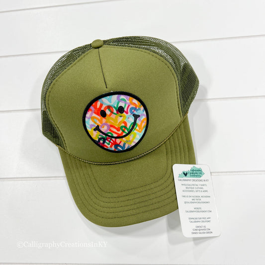 Green Happy Trucker Hat