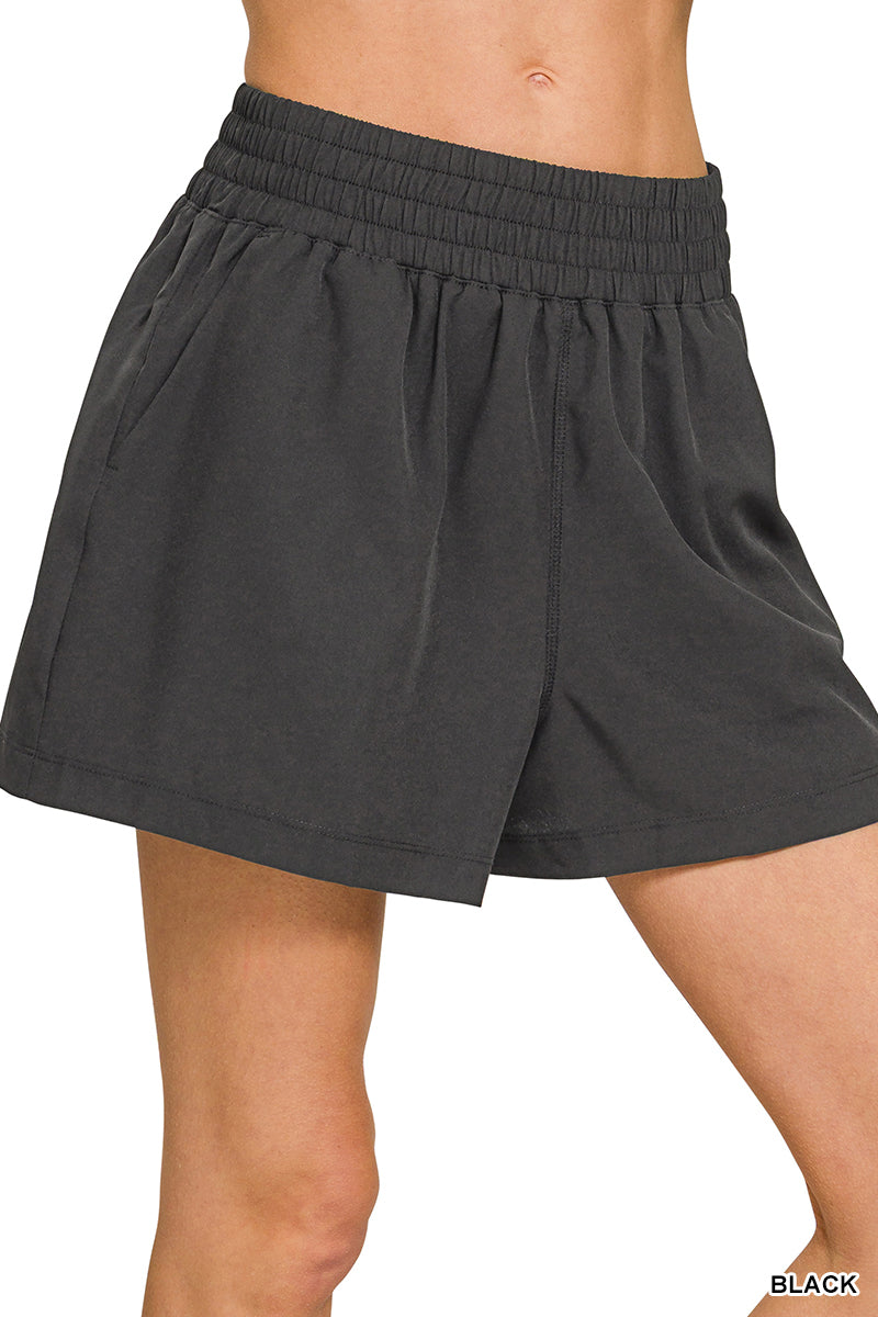 Zenana SOFT WOVEN LINED SHORTS WITH POCKET