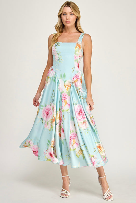 The Vintage Shop Pastel Garden Open-Back Midi Dress