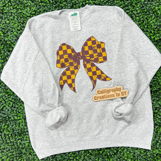 Burgundy/Gold Bow Sweatshirt