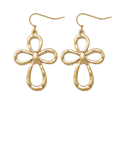 Gold | Cross Gold Flower Earrings