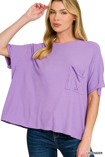 Zenana-OVERSIZED RIBBED ROUND NECK SHORT SLEEVE TEE