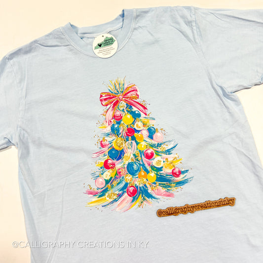 Blue Glitter Tree CC Tee