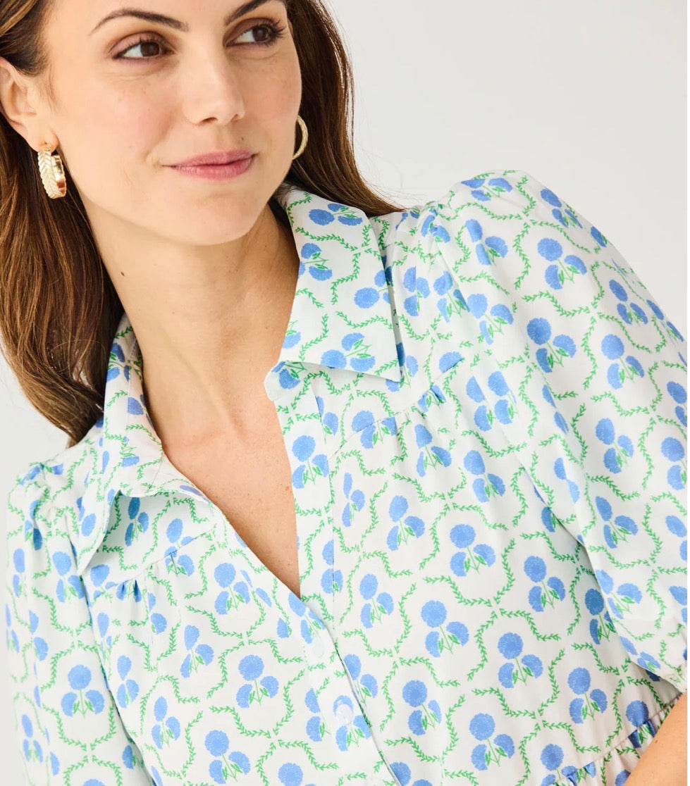 Mary Square Eloise - Sweetbriar Lattice Blue