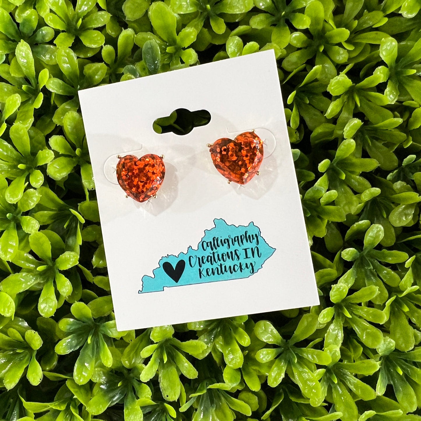 Glitter Heart Stud Earrings