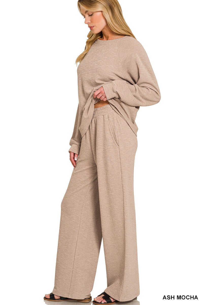 Zenana-
SLUB LONG SLEEVE TOP & PANTS 2PCS SET