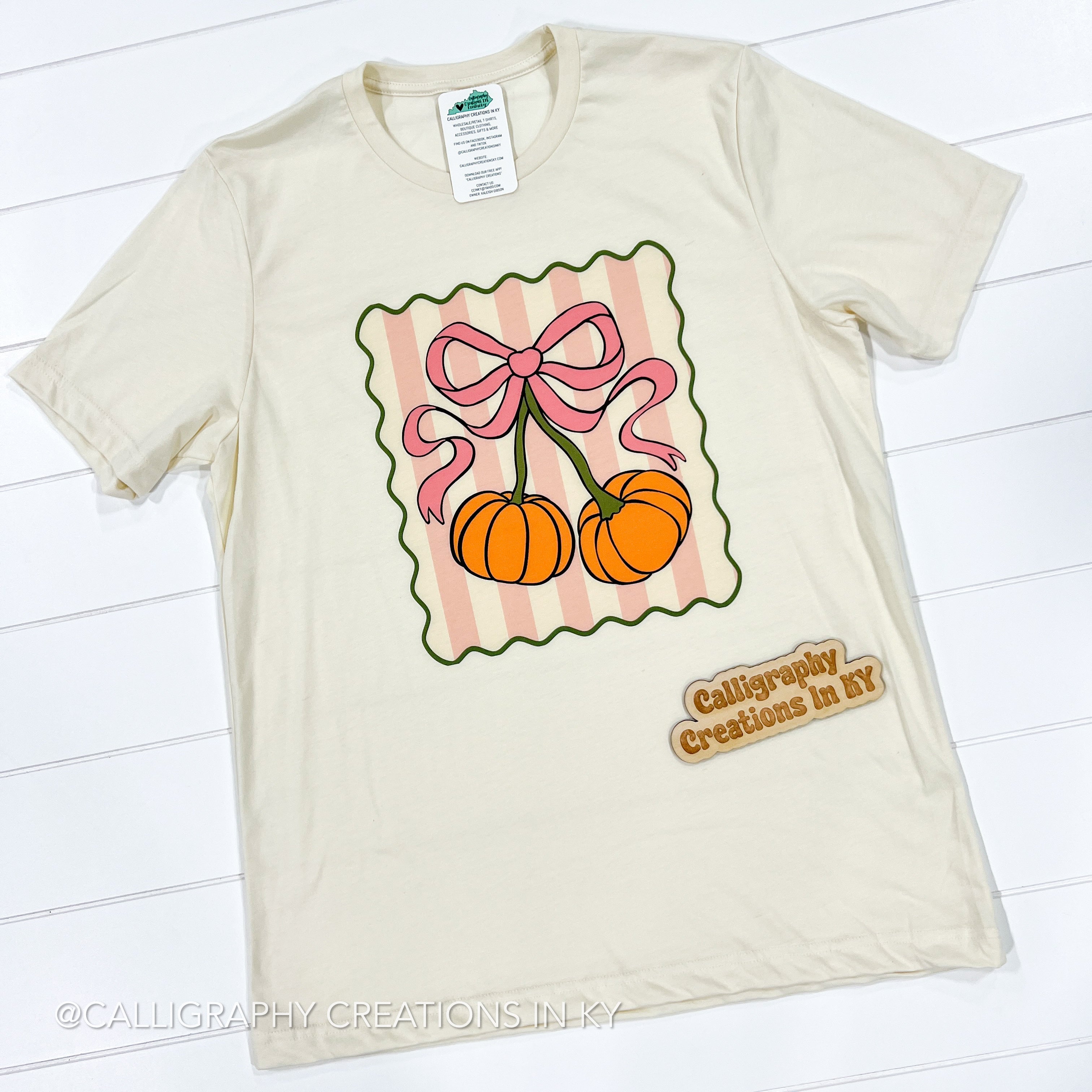Stripe Pumpkin Cherries Tee