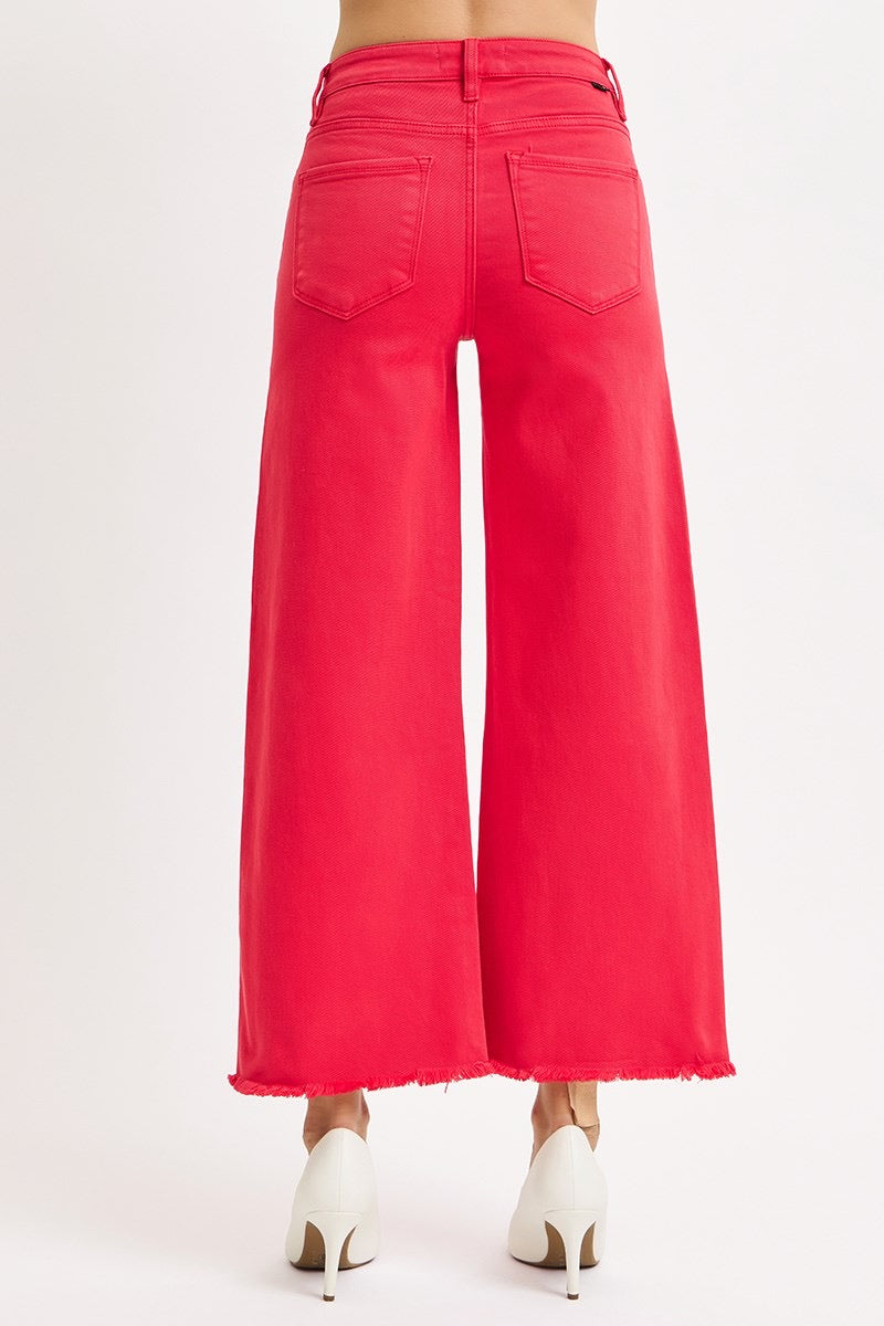 Risen- Tummy Control High Rise-Crop Wide Pants