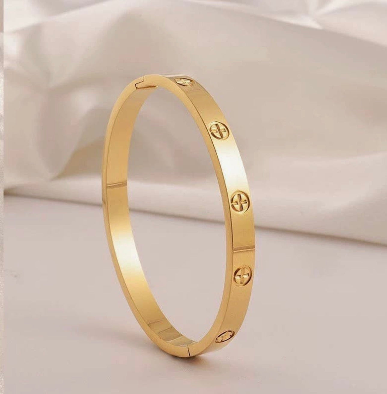 Gold dipped steel cross bracelet