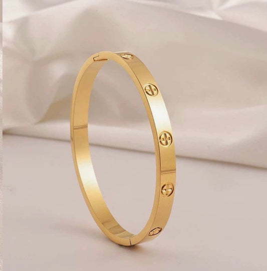 Gold dipped steel cross bracelet