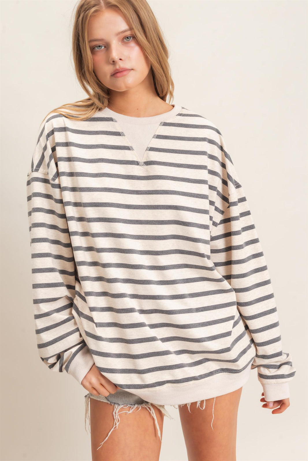 Hyfve-Striped Long Sleeve Pullover