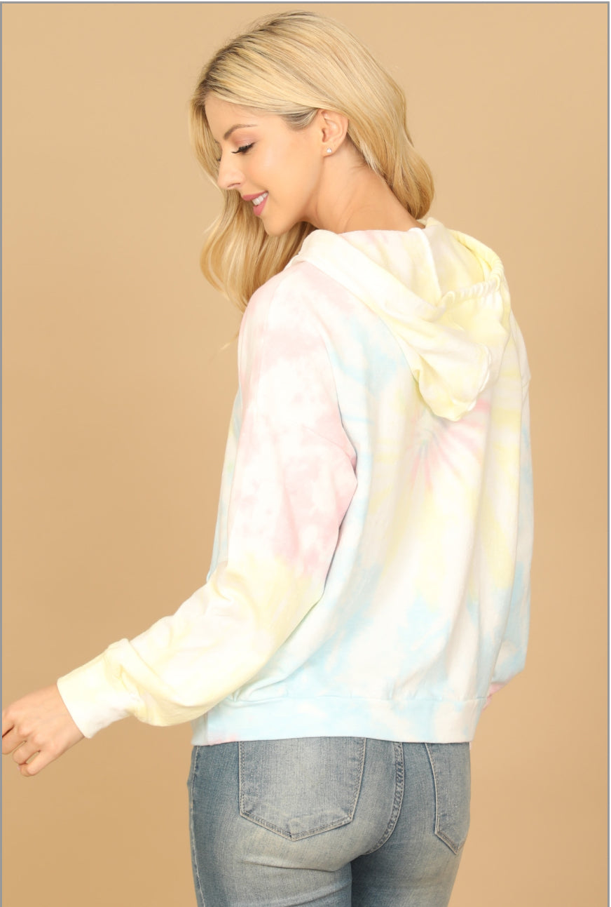 Rainbow Tie Dye Hoodie Sweater with Drawstring | Cozy & Stylish