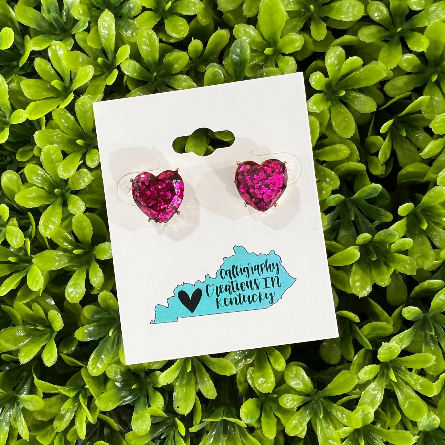 Glitter Heart Stud Earrings