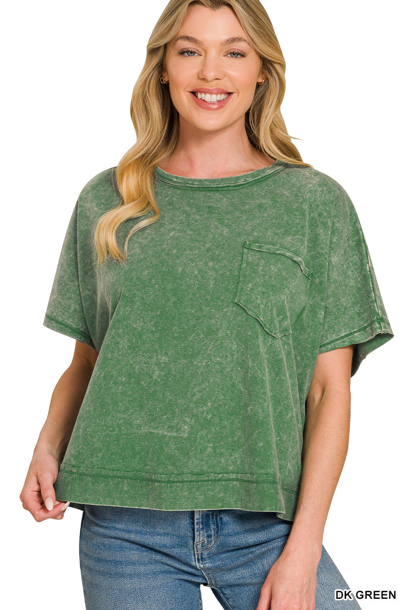 Zenana-ACID WASHED OVERSIZED TOP