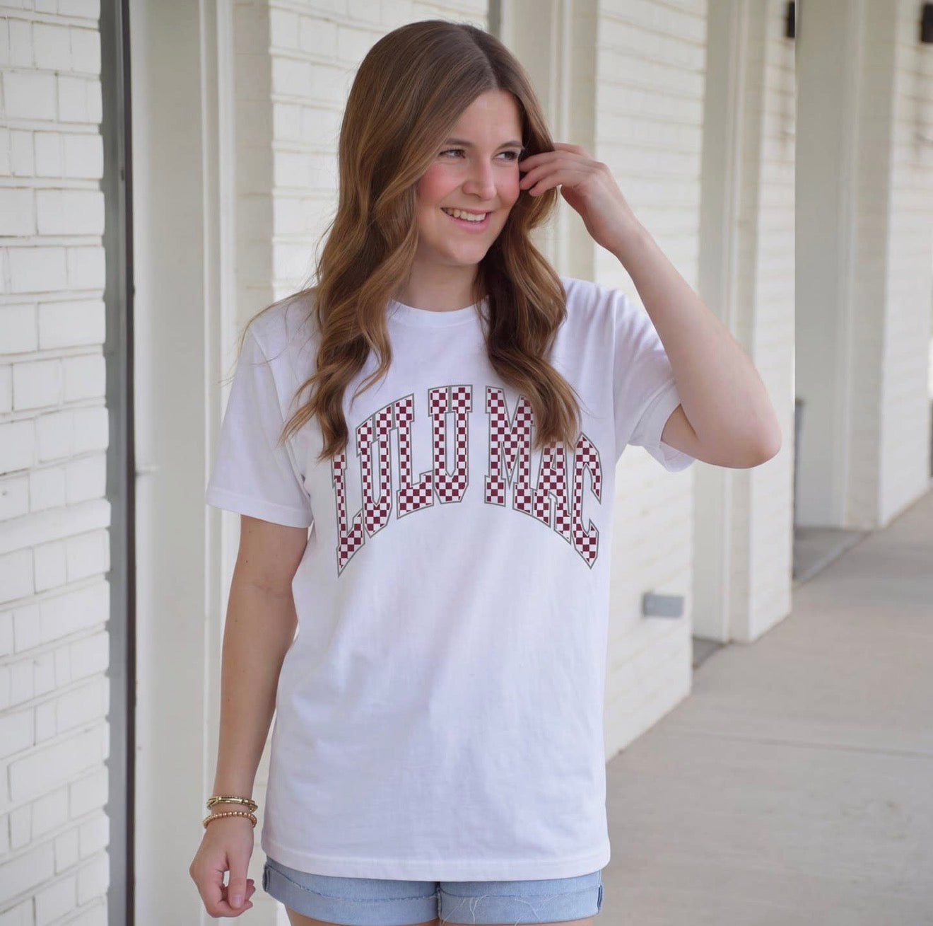 Lulu Mac Crimson/White Tee