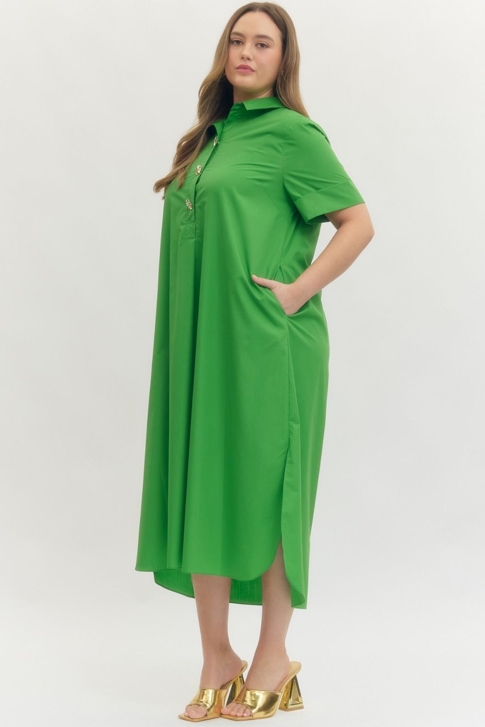 Plus Size Entro Solid Midi Dress