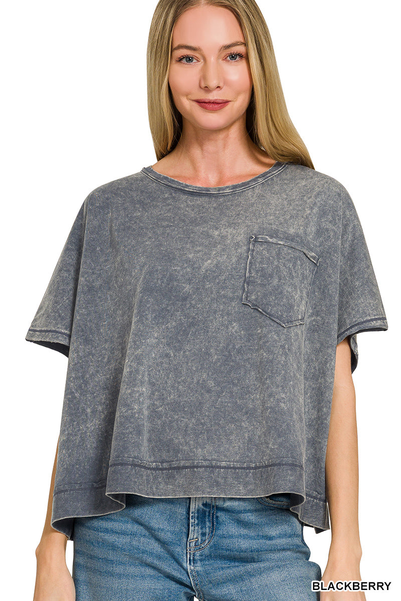 Zenana-ACID WASHED OVERSIZED TOP