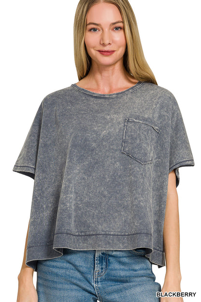 Zenana-ACID WASHED OVERSIZED TOP