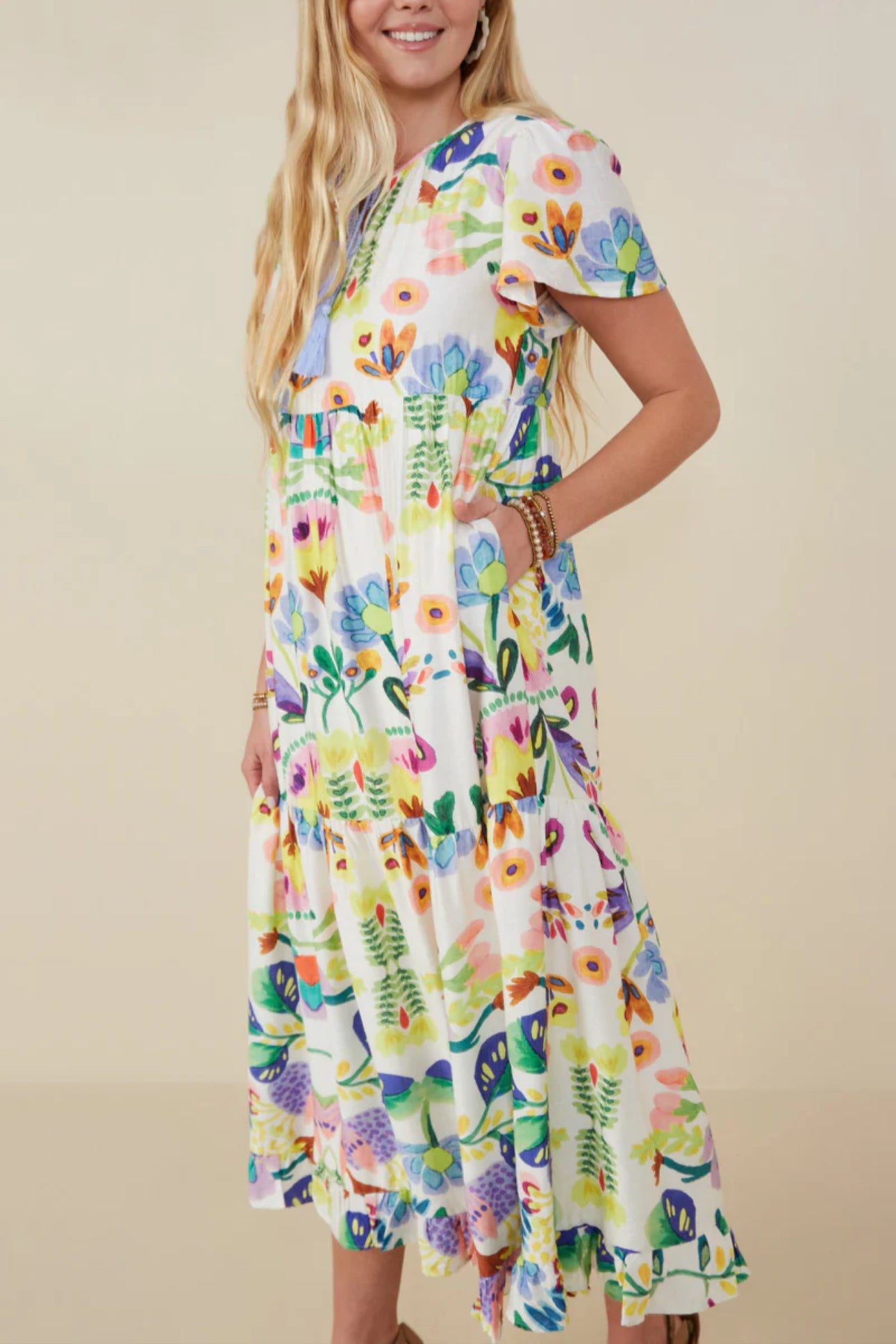 Womens Mixed Floral Print Dress