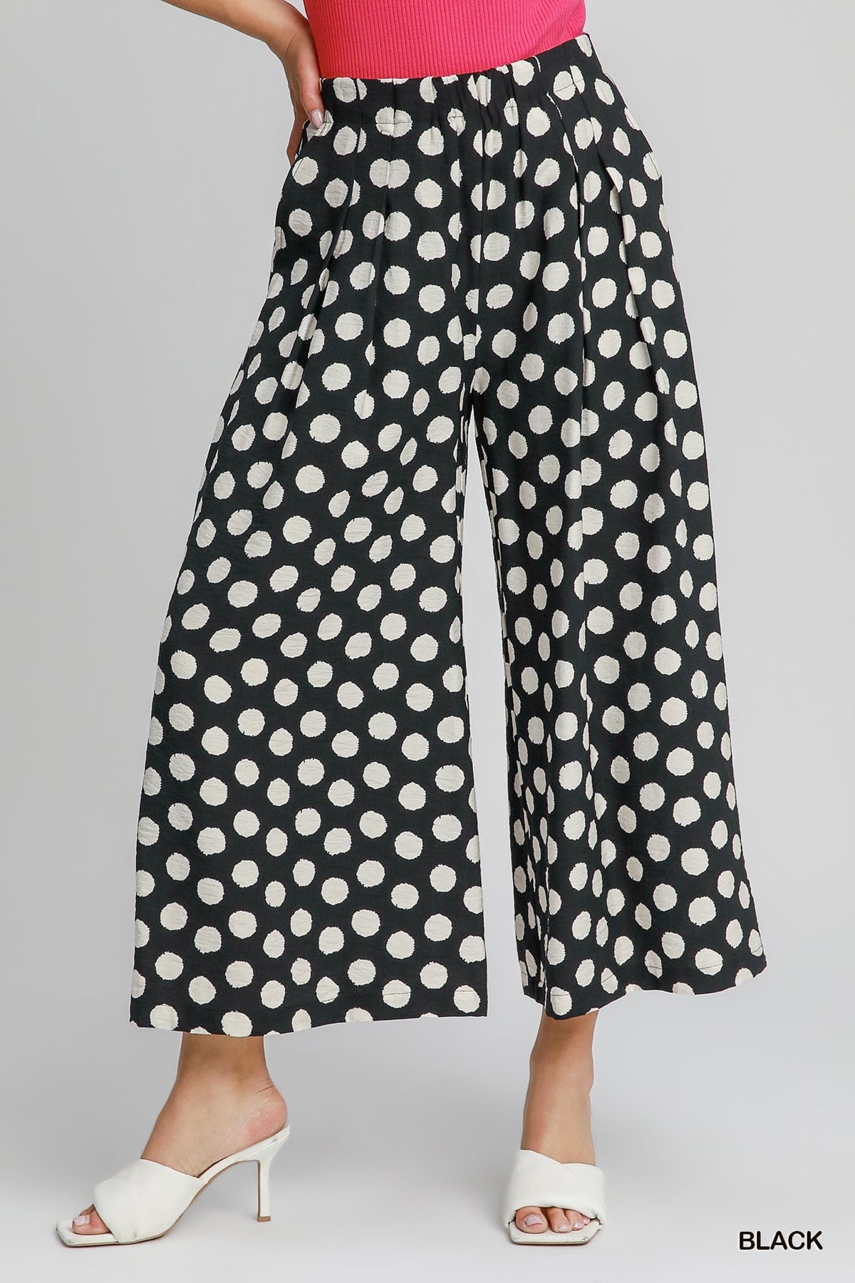 Umgee Playful Polka Wide Leg Pants