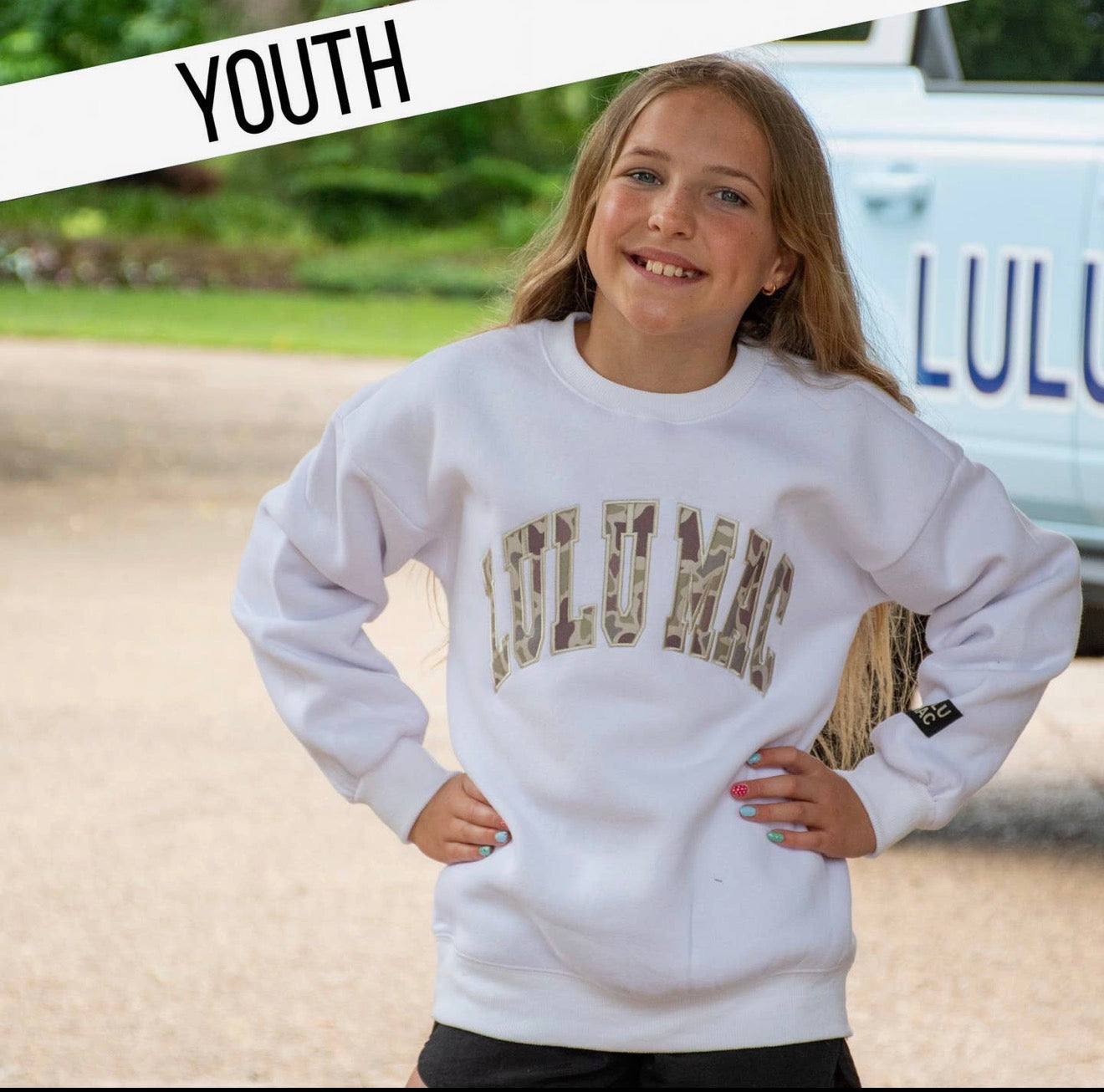 Lulu Mac Youth White Camo Sweatshirt