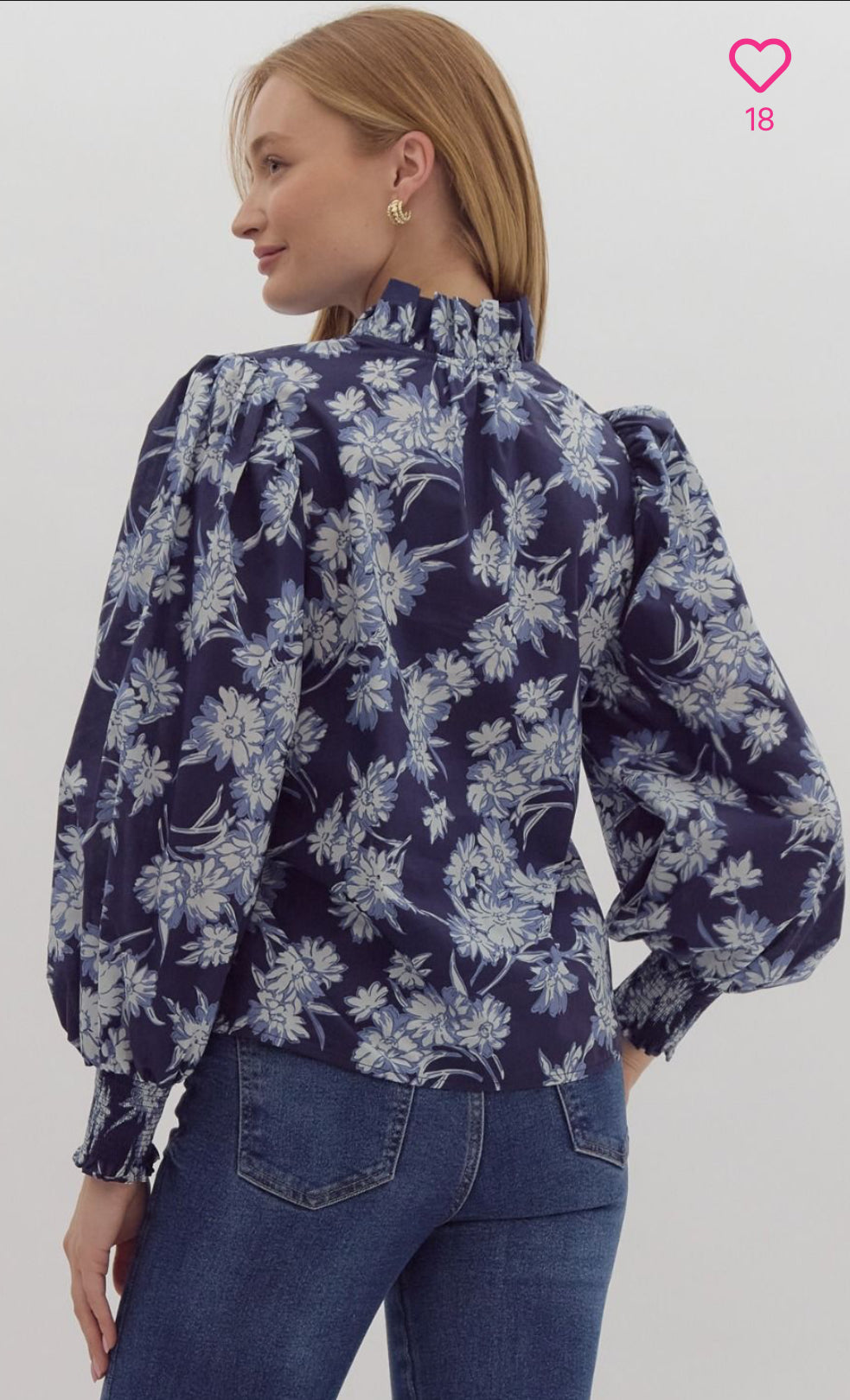 BB-Floral Ruffle Neck Top