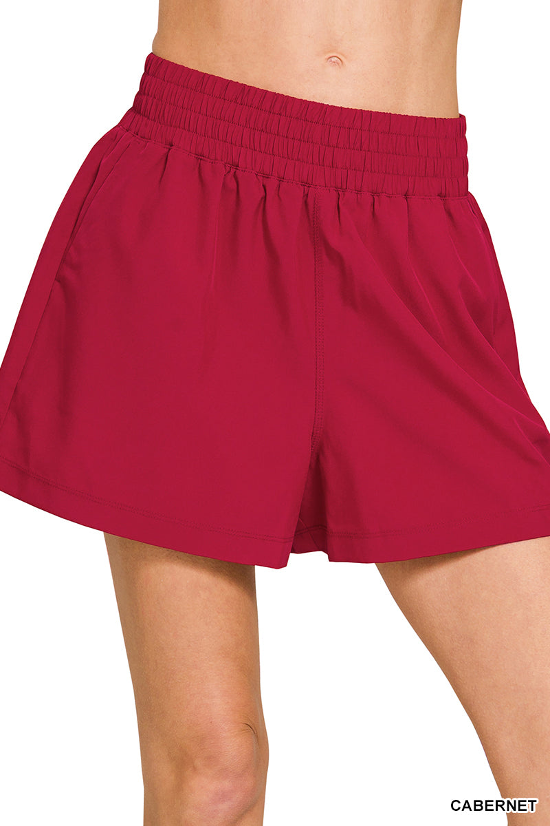 Zenana SOFT WOVEN LINED SHORTS WITH POCKET