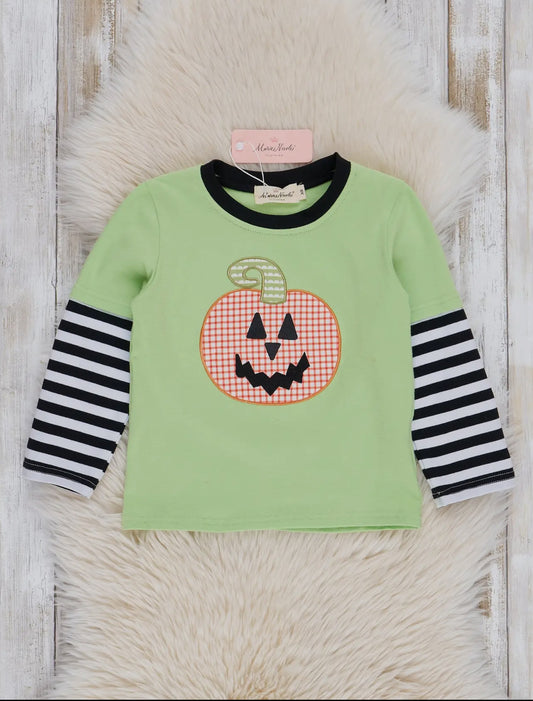 Lime Embroidered Pumpkin Tee