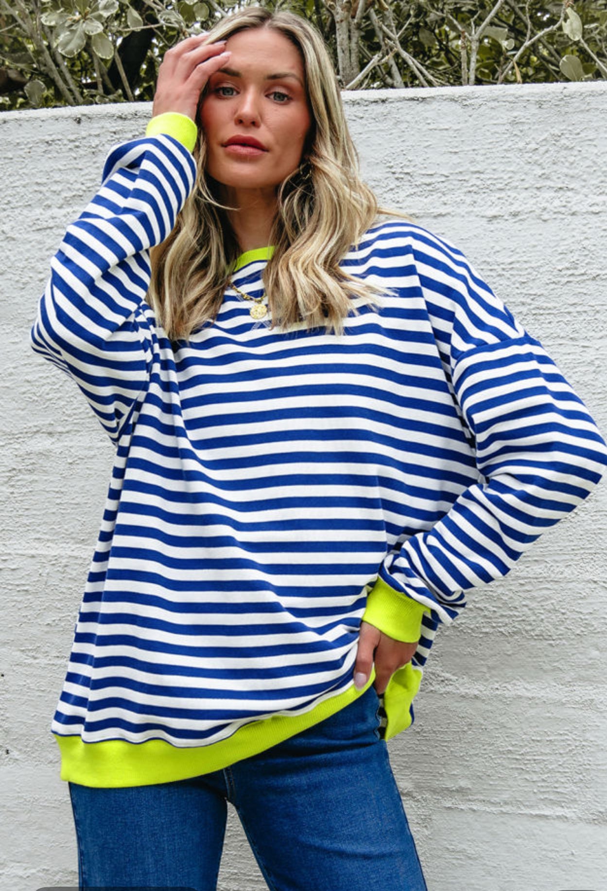 Sky Blue Striped Sweatshirt