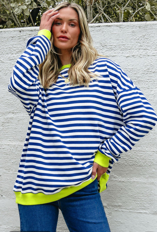 Sky Blue Striped Sweatshirt