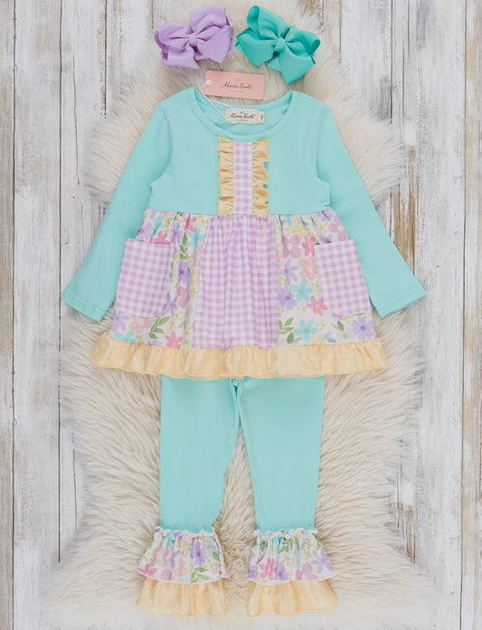 Gingham Floral Garden Set