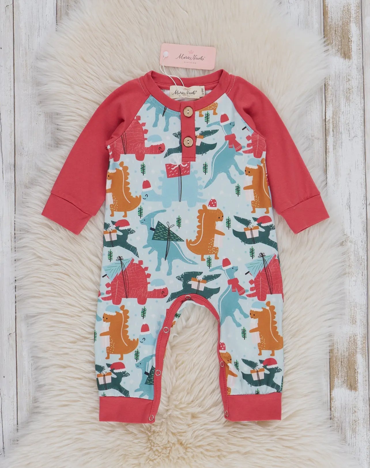 Vintage Holiday Dinosaur Romper