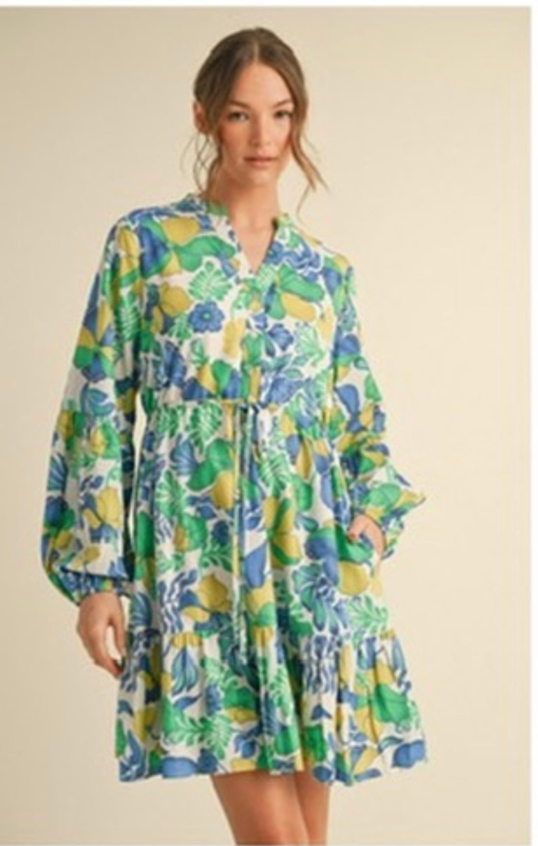 Tropical Sleeved Dress