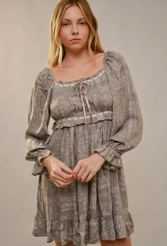 Bohemian Print Ribbon Dress