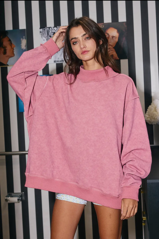 Vintage Wash Mock Neck Sweatshirt