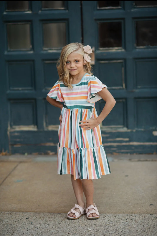 Kids Rainbow Striped Dress