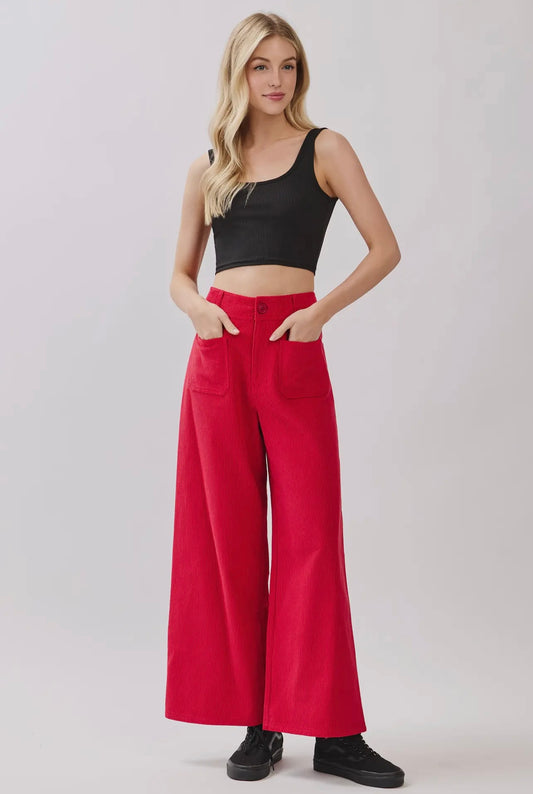 Corduroy Wide Straight Leg Pants