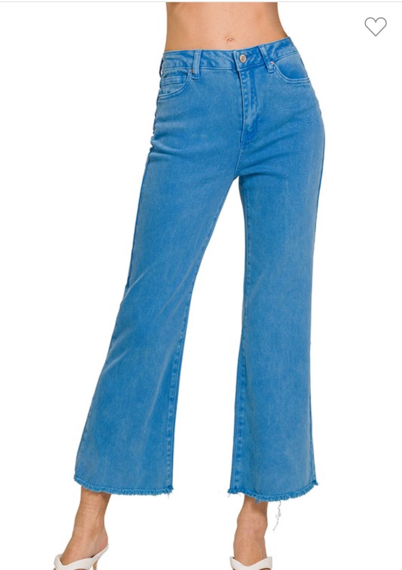 Acid Wash High Waisted Frayed Hem Straight Pants
