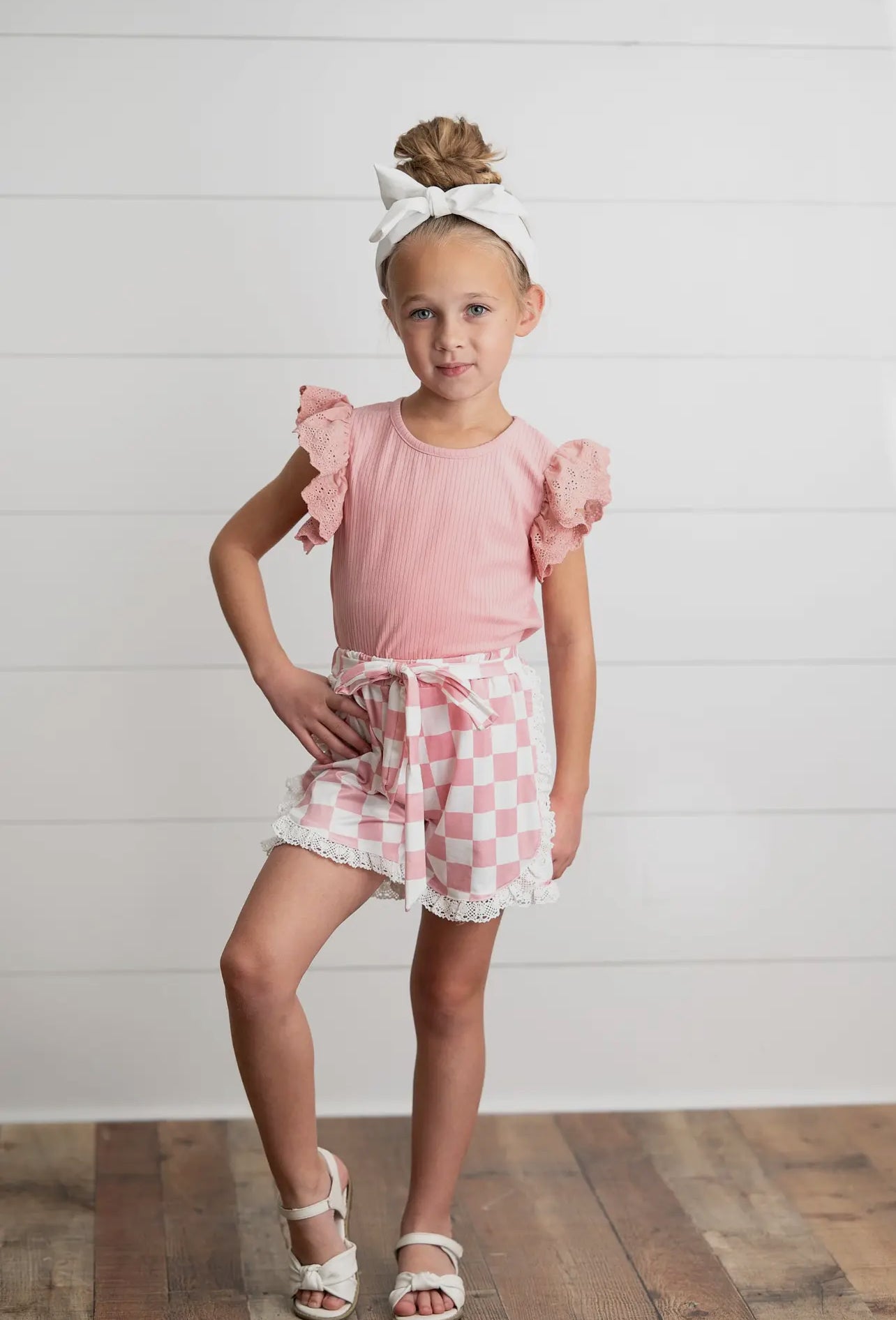 Girls Pink Checkered place Set