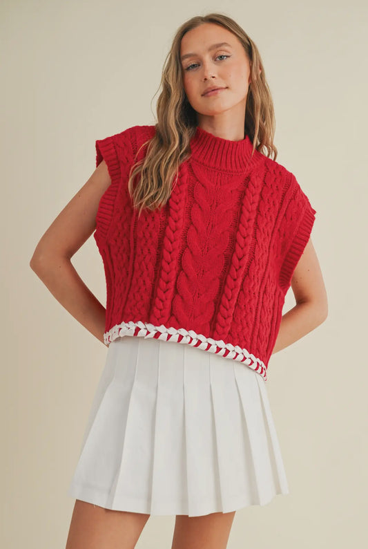 Cable Knit Drop Shoulder Sweater