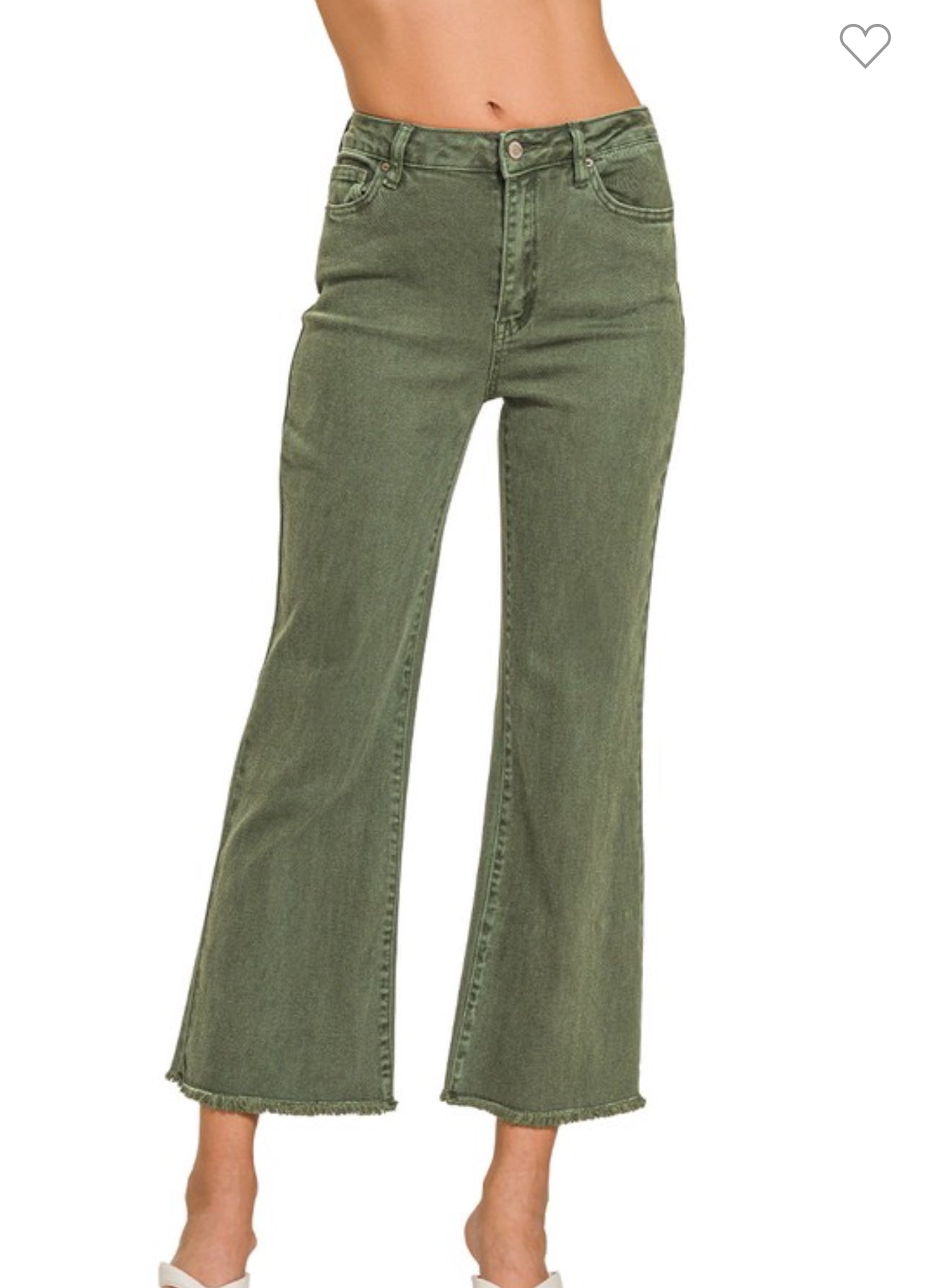 Acid Washed High Waisted Frayed Hem Straight Pants
