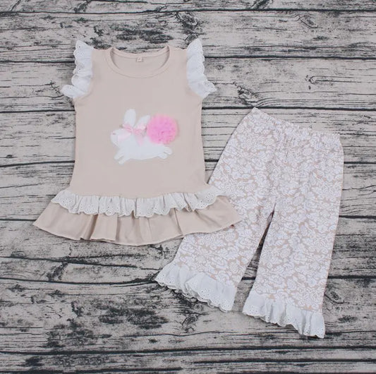 Girls Brown Bunny Capri Set