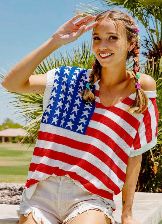 American Flag Sleeveless Sweater